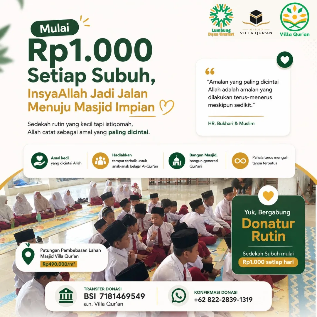 Mulai Rp1.000 setiap Subuh, insyaAllah jadi jalan menuju masjid impian