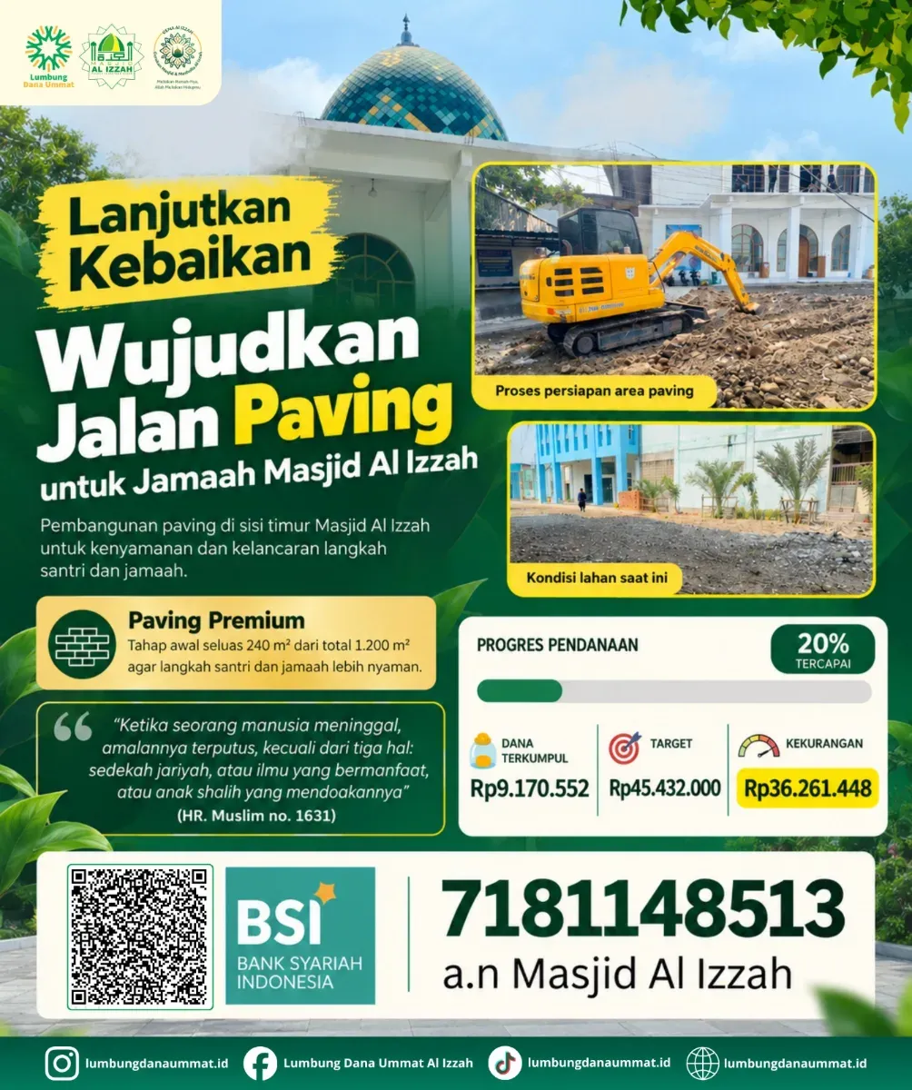 Lanjutkan Kebaikan Jalan Paving Untuk Jamaah Masjid Al Izzah
